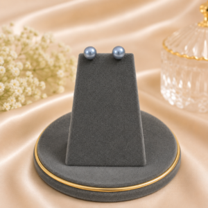 Steel grey pearl earrings with contemporary design, suitable for formal events, parties, and everyday wear.