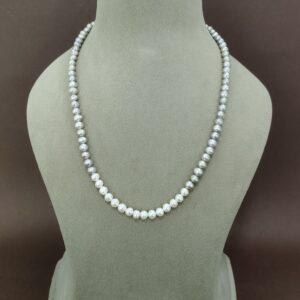 EVAARAZ Silver–White Freshwater Pearl Necklace