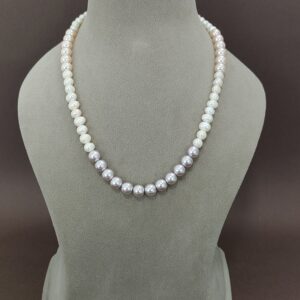 EVAARAZ Premium Silver & Peach Freshwater Pearl Necklace