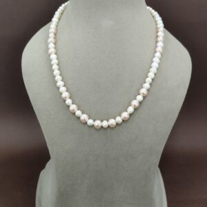 EVAARAZ Dual-Tone Peach & White Pearl Necklace – Elegant Gift