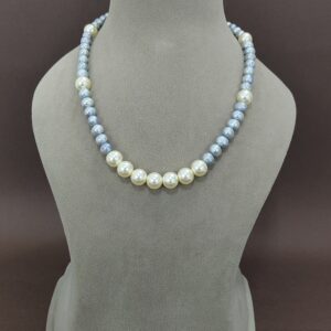 EVAARAZ Blue & White Pearl Necklace – Elegant Daily Wear