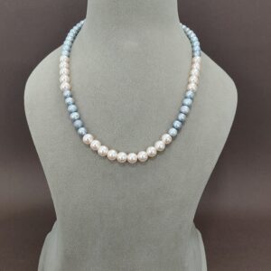 EVAARAZ Dual-Tone Blue & Ivory Freshwater Pearl Necklace – Premium Gifting Jewellery