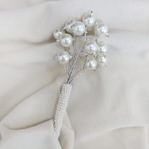 Pearl spray stem brooch with silver wire detailing
