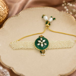 Cream  Meenakari Flower Rakhi